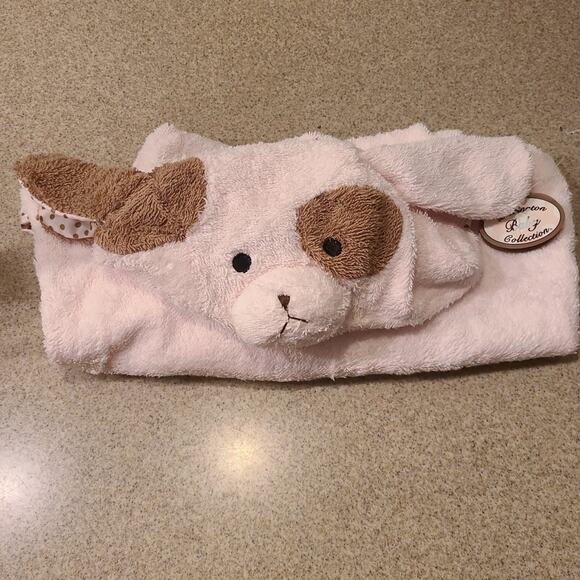 Bearington Baby Collection Pink/Brown Dog Towel Lovey Blanket 100% Cotton NWT - Picture 1 of 9